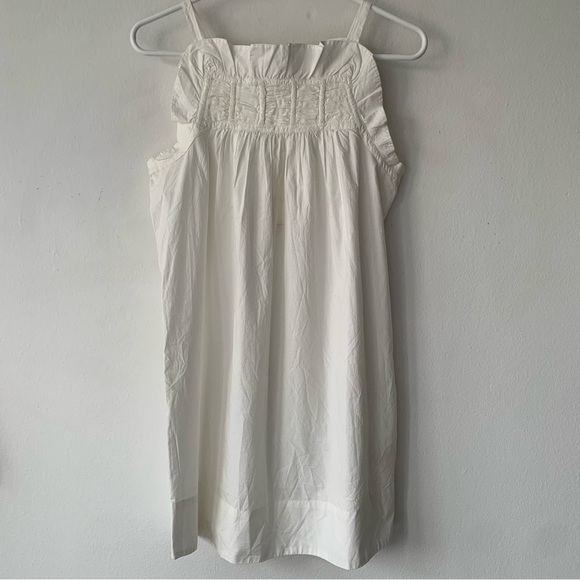 NWT Doen Lynette Cotton Poplin Ruffle Trim Baby Doll Mini Dress Salt - Picture 5 of 10